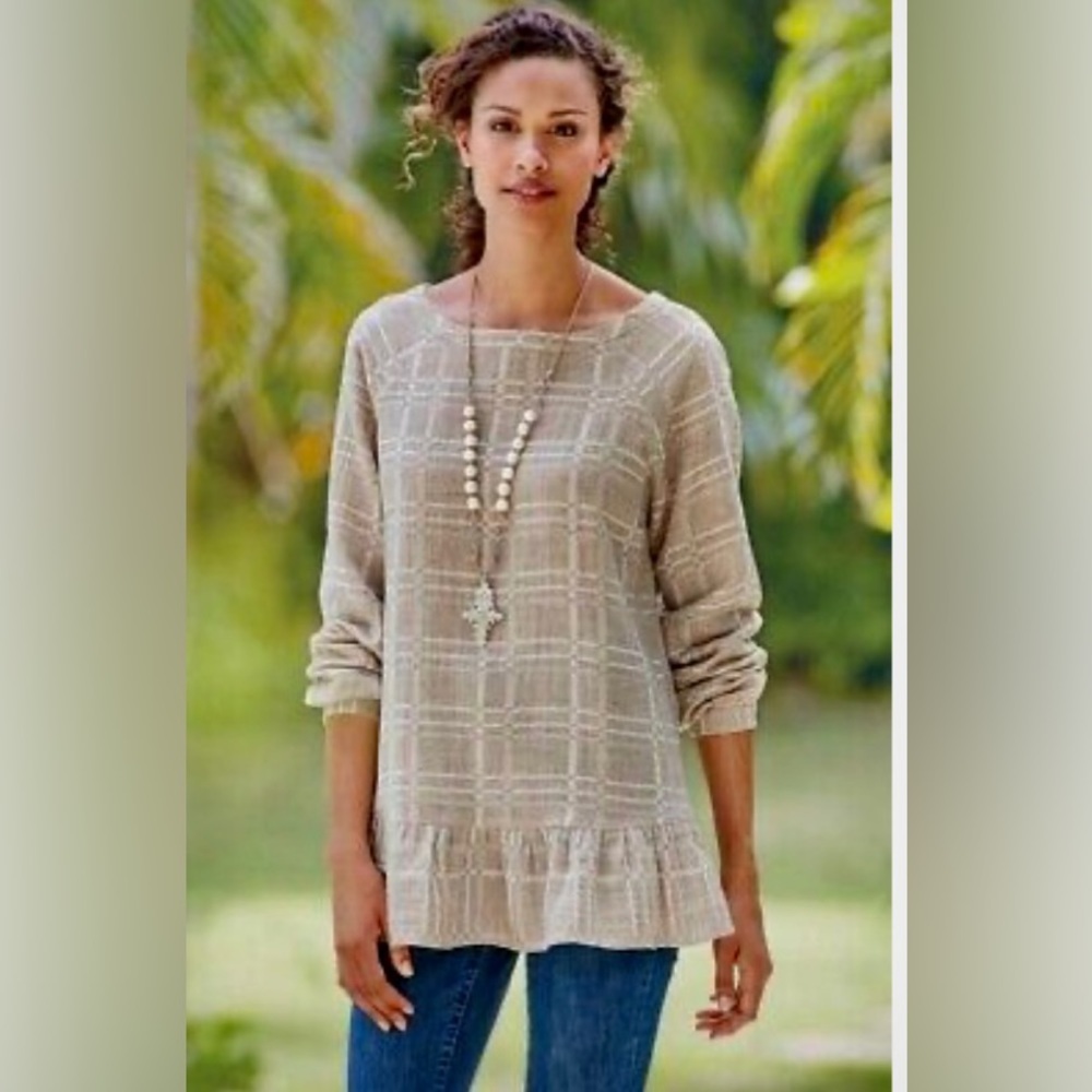 ✨Soft Surroundings Imogene Linen Blend Ruffle Hem Tunic✨ NWOT